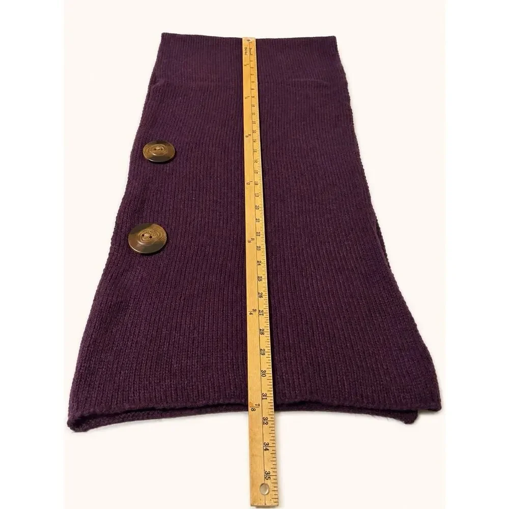 Plum Knit Button Wrap Scarf Shawl One Size Cozy Textured Knit Purple